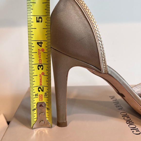 Giorgio Armani Metallic Embroidered Satin Heels - Picture 12 of 12